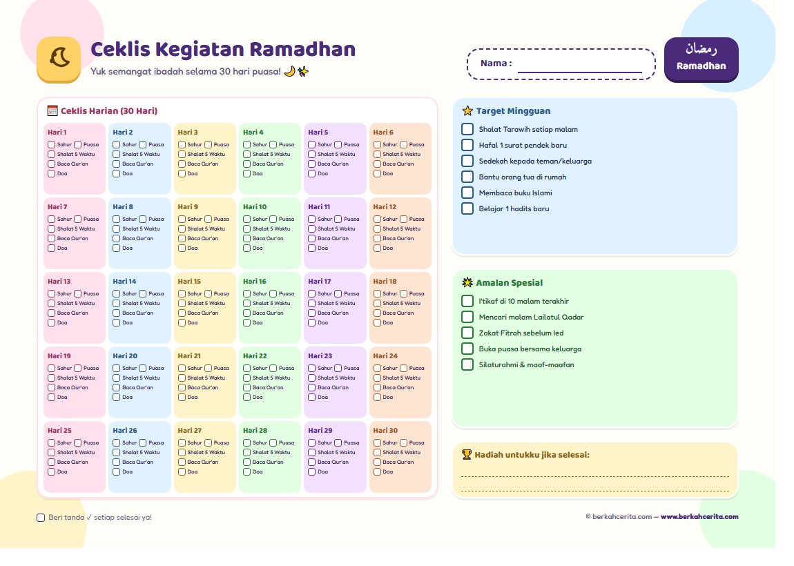 Ceklis Kegiatan Ramadhan